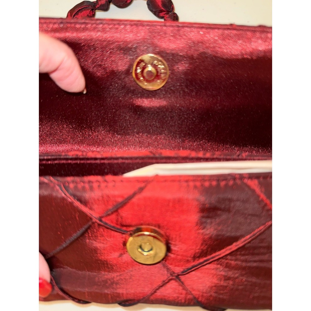 Beautiful Sasha New York Satin Clutch  Floral Embroidered W/woven Satin Handle - Picture 8 of 8